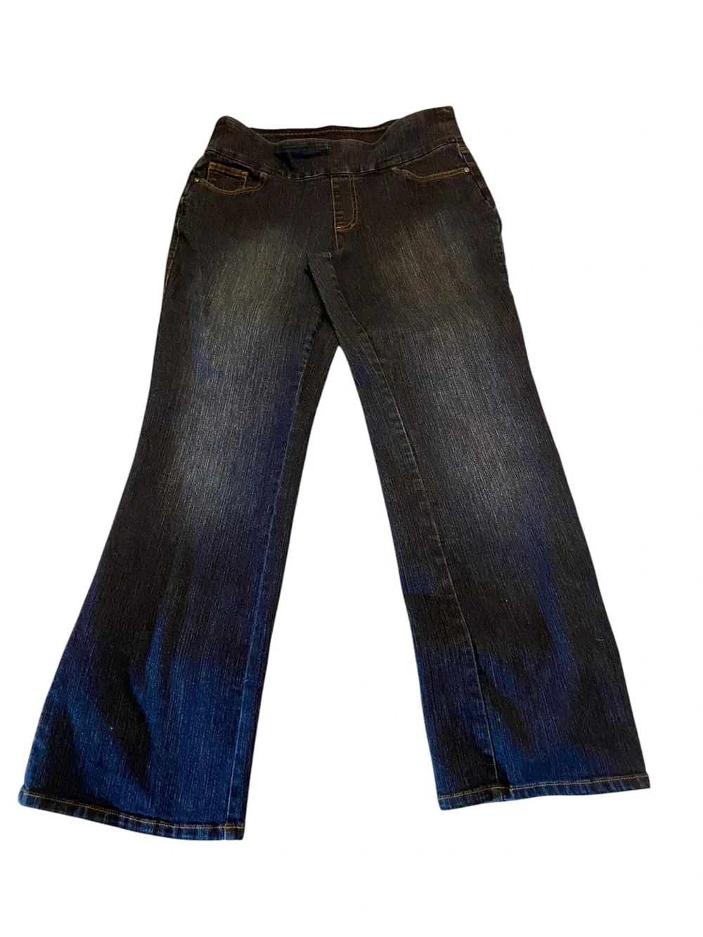 Women’s Dark Blue Denim Stretchy Pull on Jeans D & Co size 14